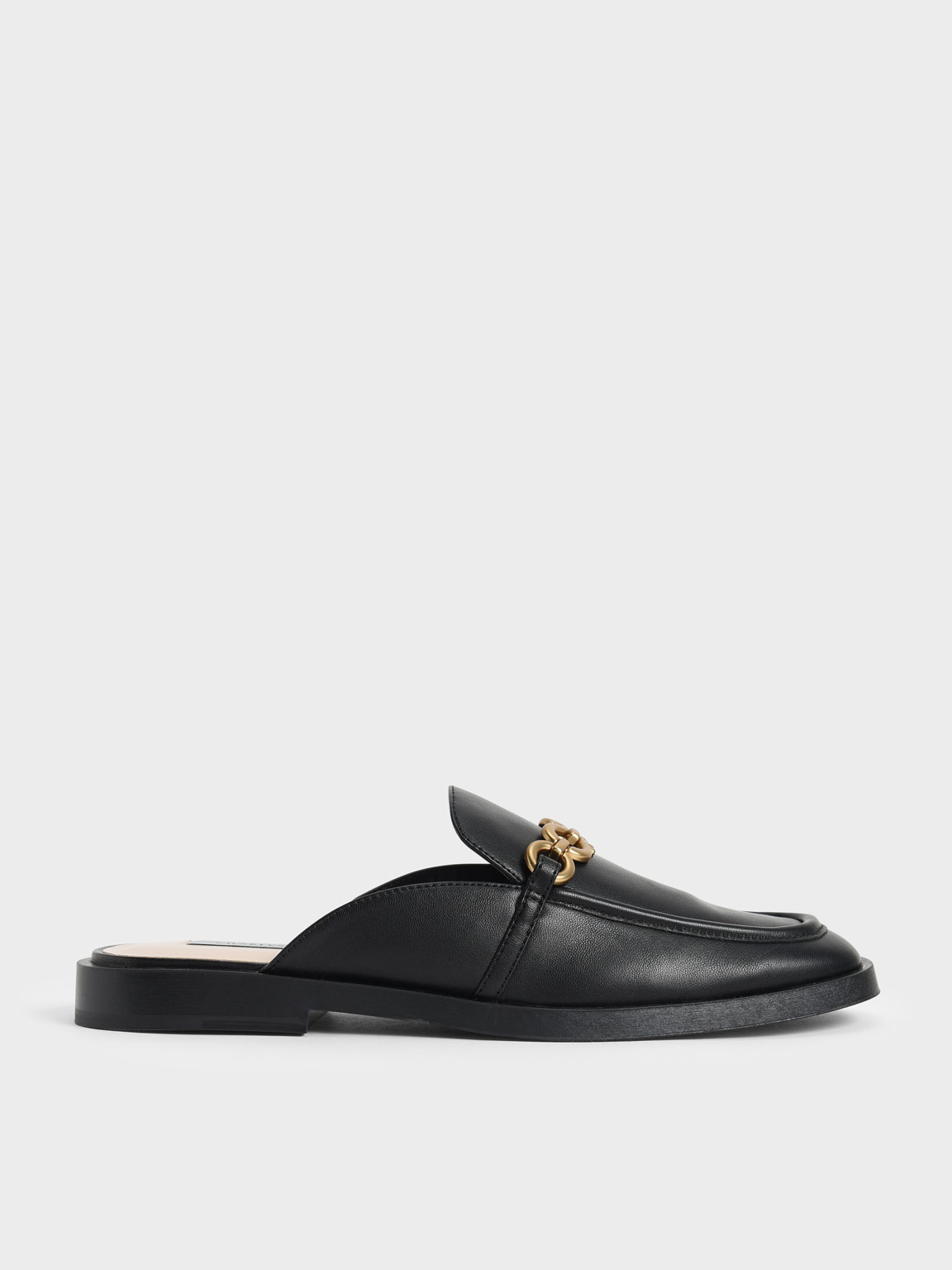 

Chain-Embellished Loafer Mules, Black