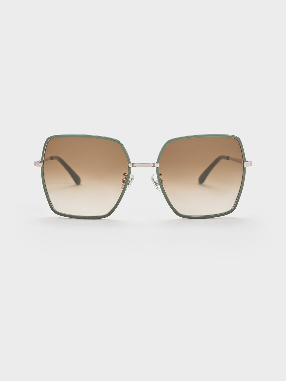 Shop Charles & Keith - Recycled Acetate Thin-rim Wide-square Sunglasses In Green