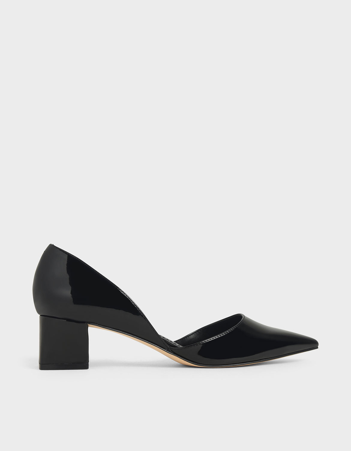 

Patent D'Orsay Block Heel Pumps, Black