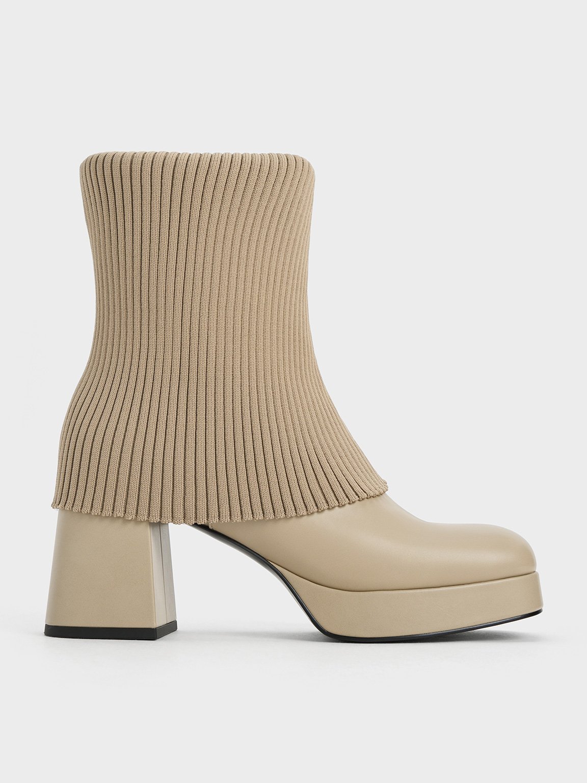 Charles & Keith - Evie Knitted-Sock Ankle Boots