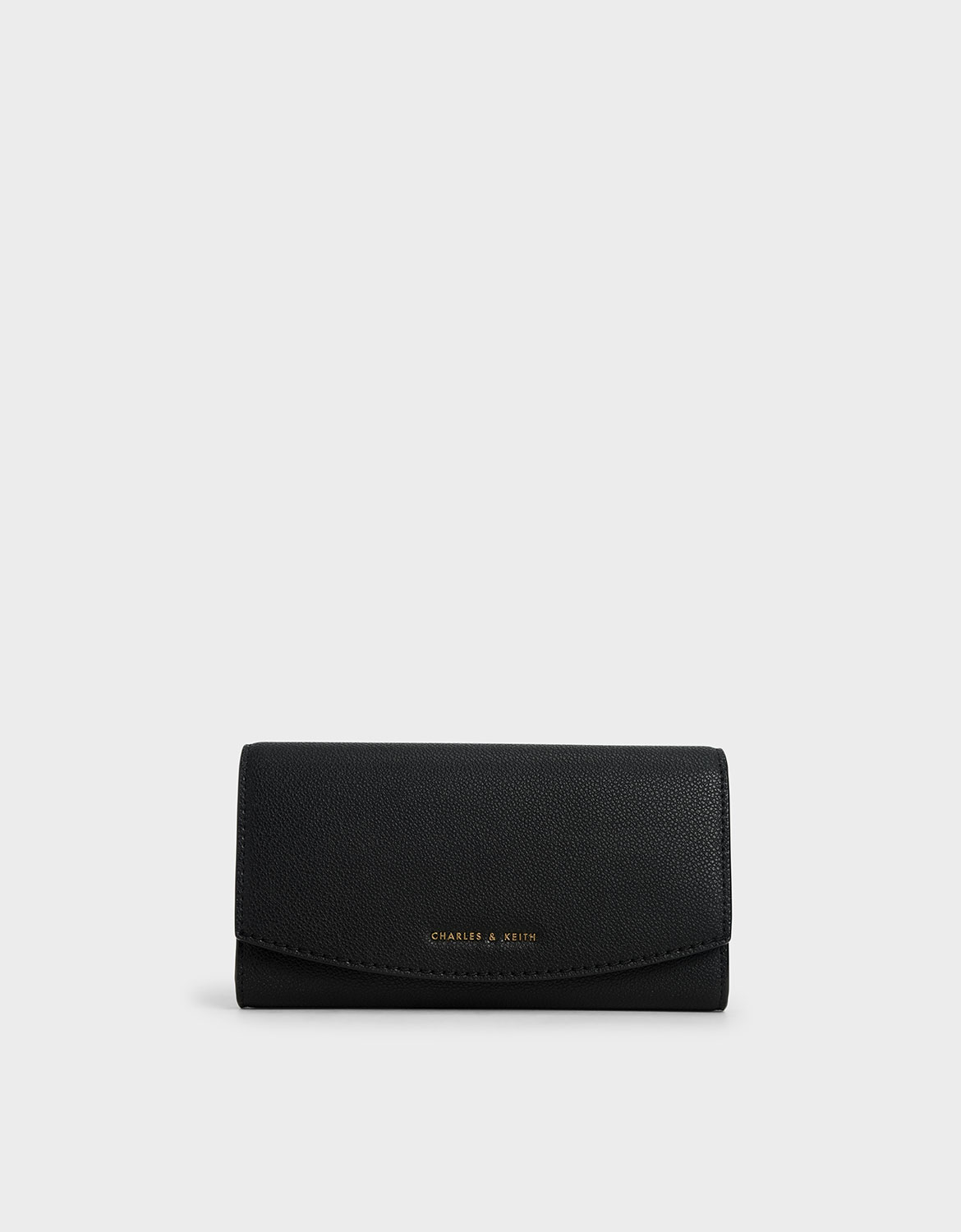 

Curved Front Flap Wallet, Black