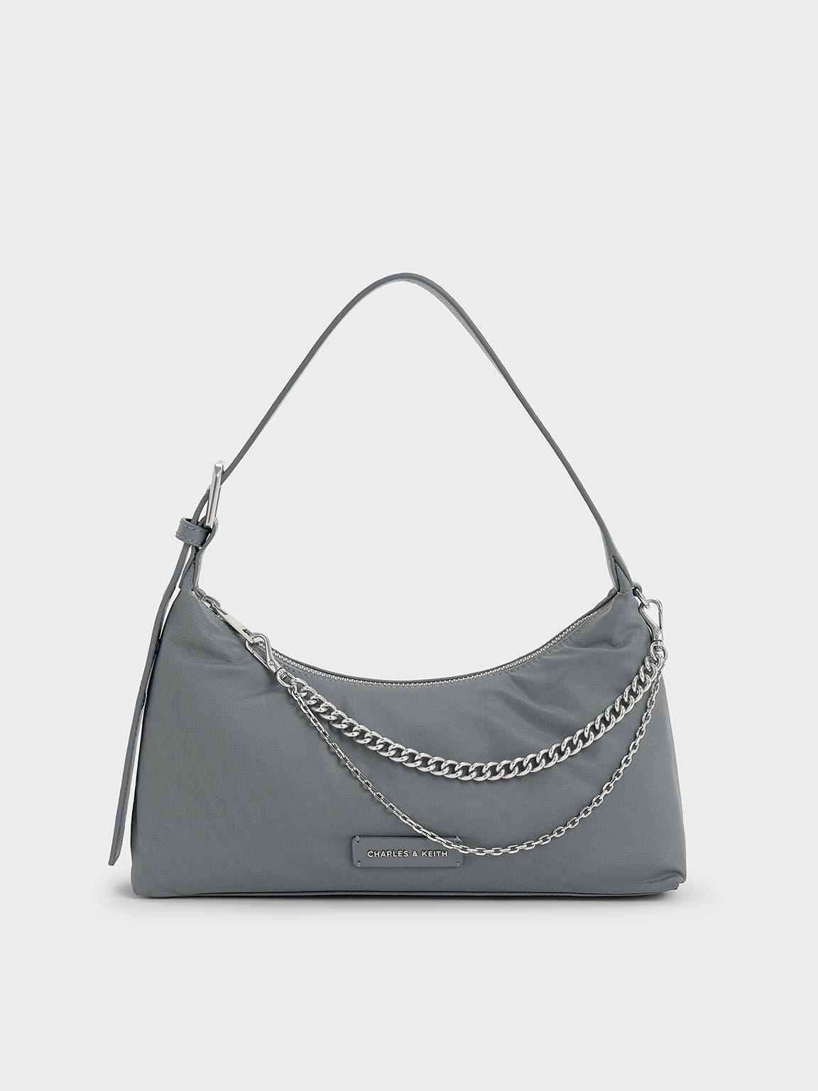 Charles & Keith - Nylon Chain-Link Trapeze Shoulder Bag