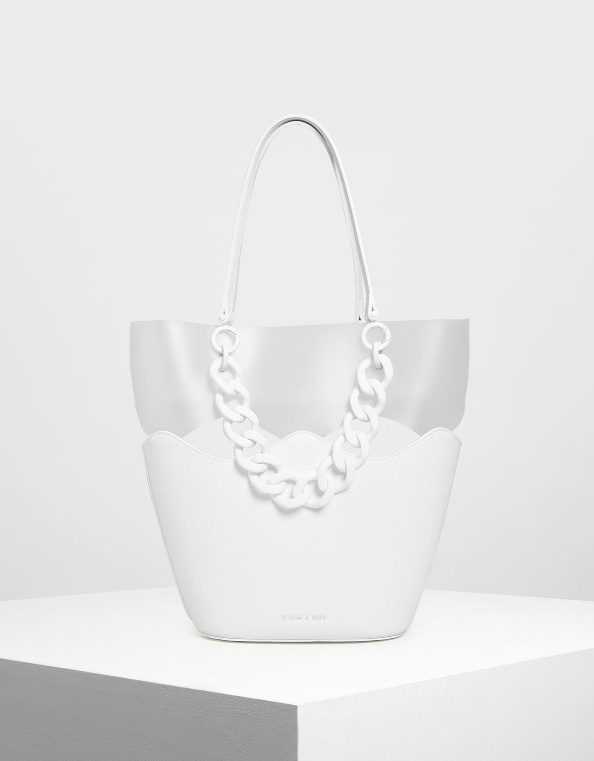 

Chunky Chain Tote Bag, White