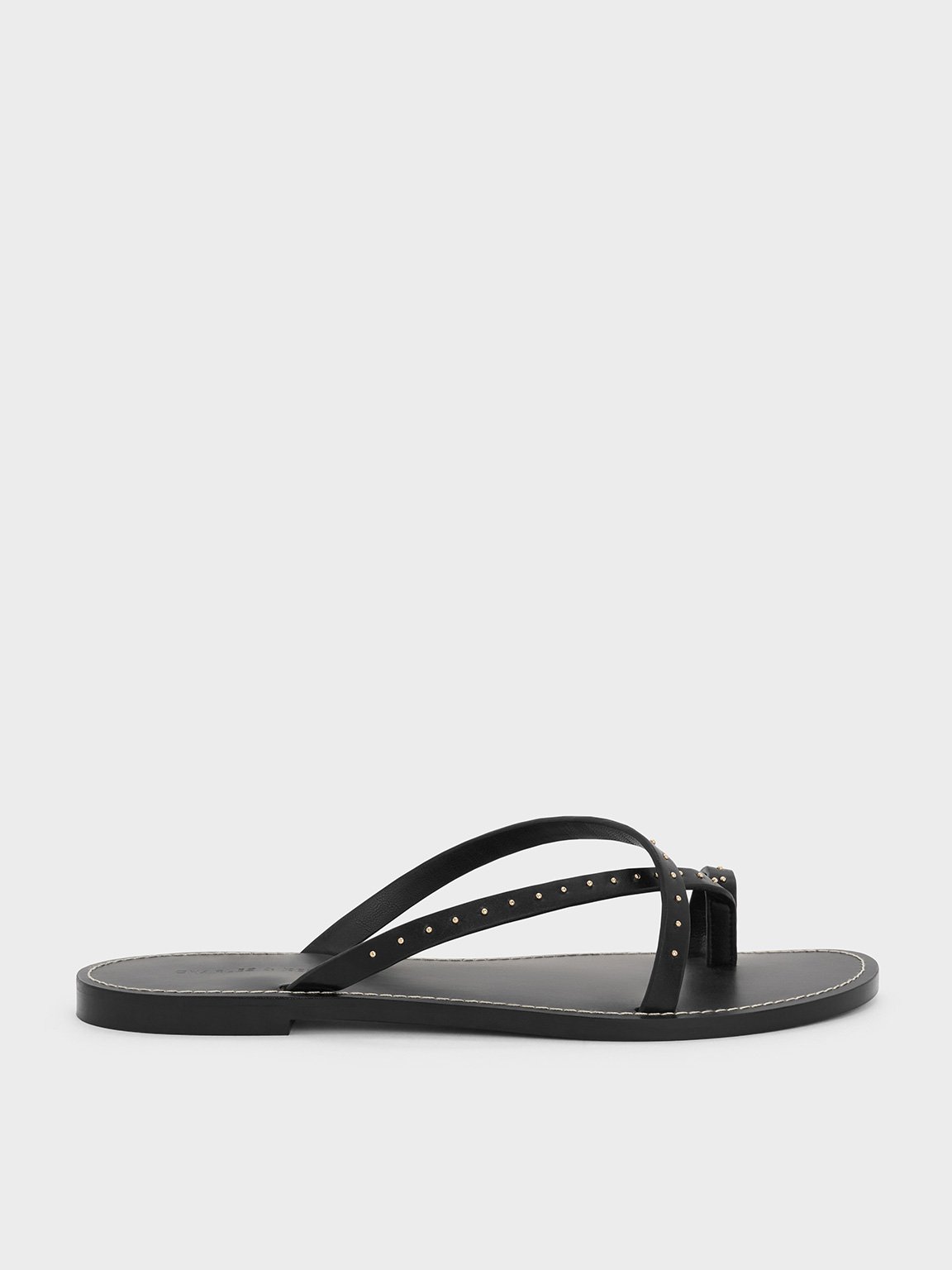 Charles & Keith - Studded Asymmetric Strappy Toe-Ring Sandals