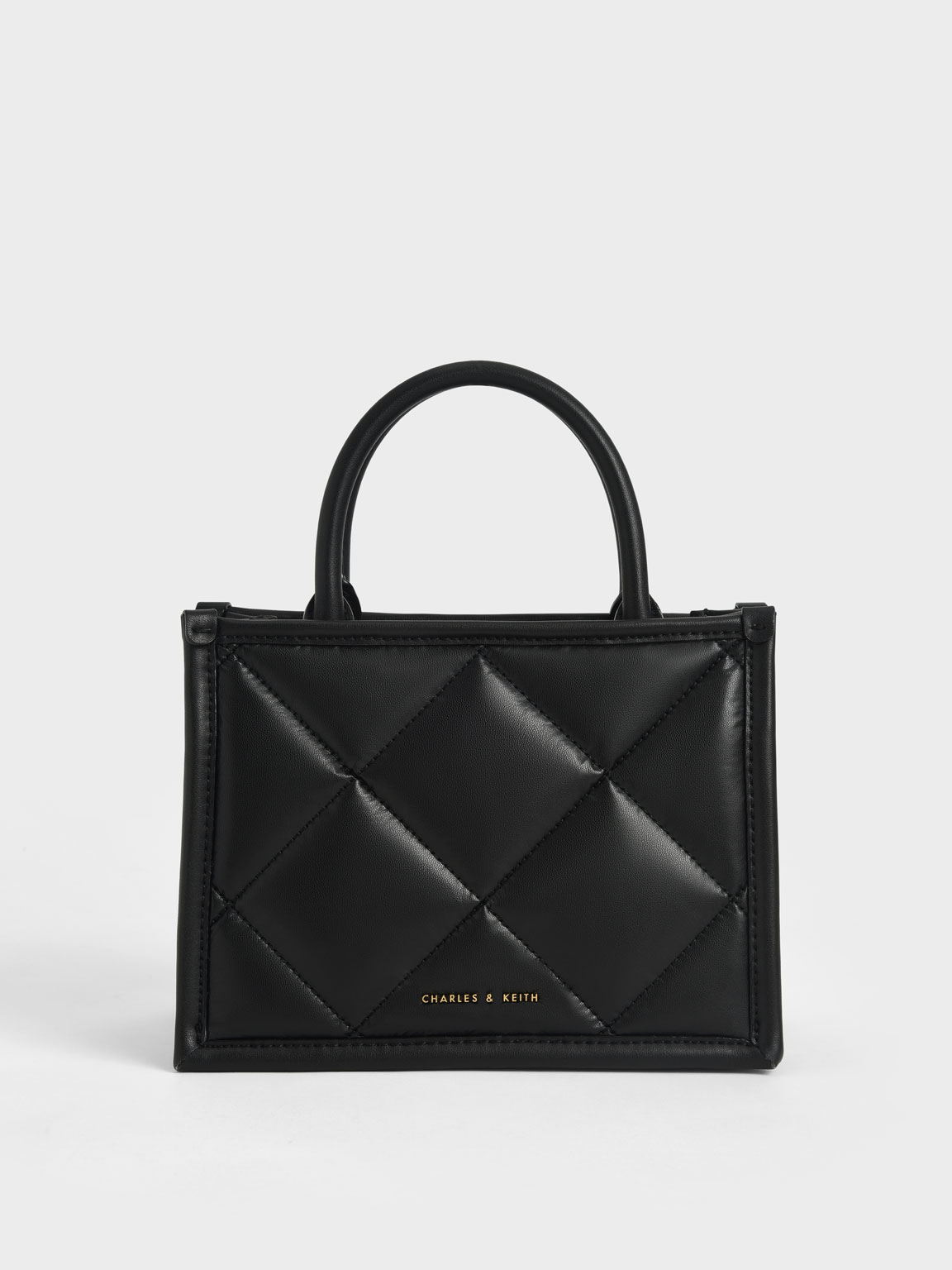 

Quilted Double Handle Tote Bag, Black