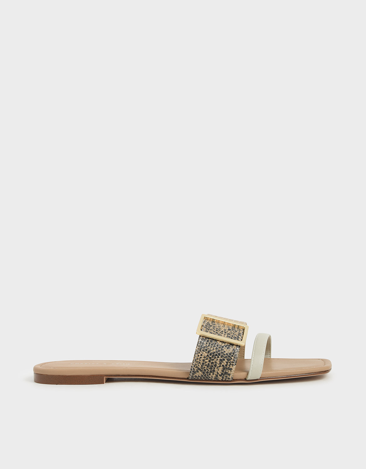 

Animal Print Buckle Slide Sandals, Animal print natural