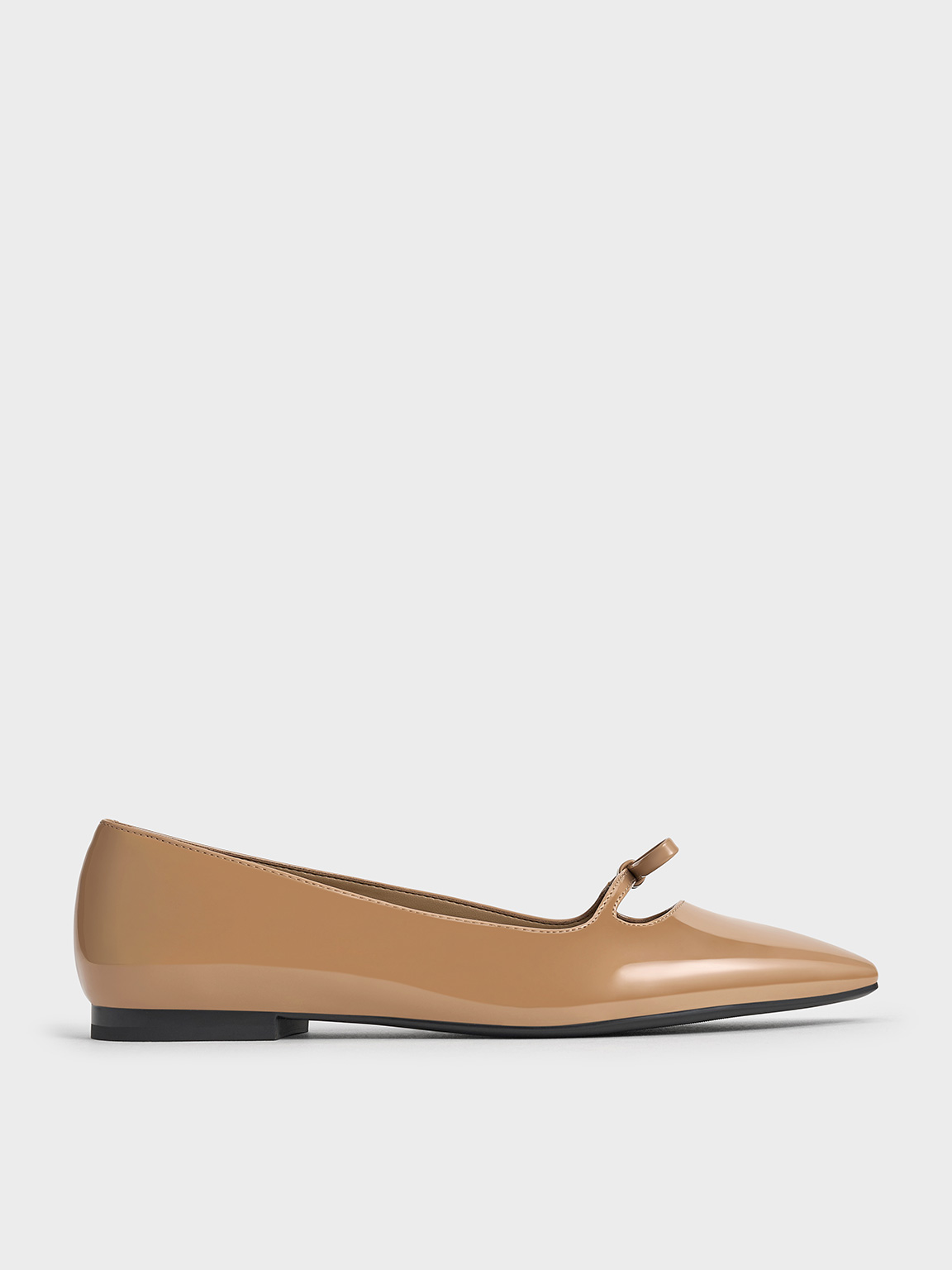 Charles & Keith - Patent Bow Square-Toe Ballet Flats