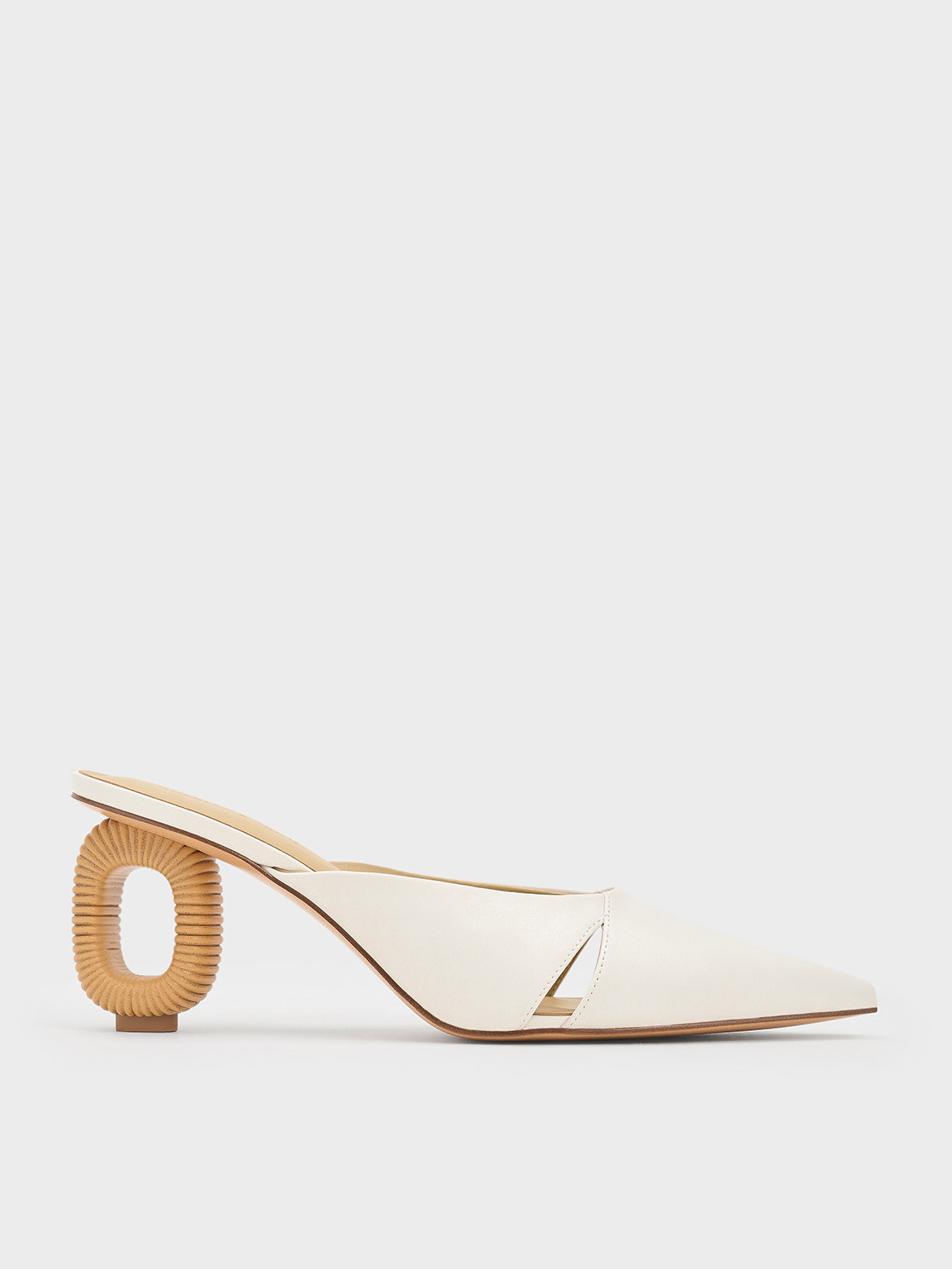 Shop Charles & Keith - Cut-out Sculptural-heel Mules In White