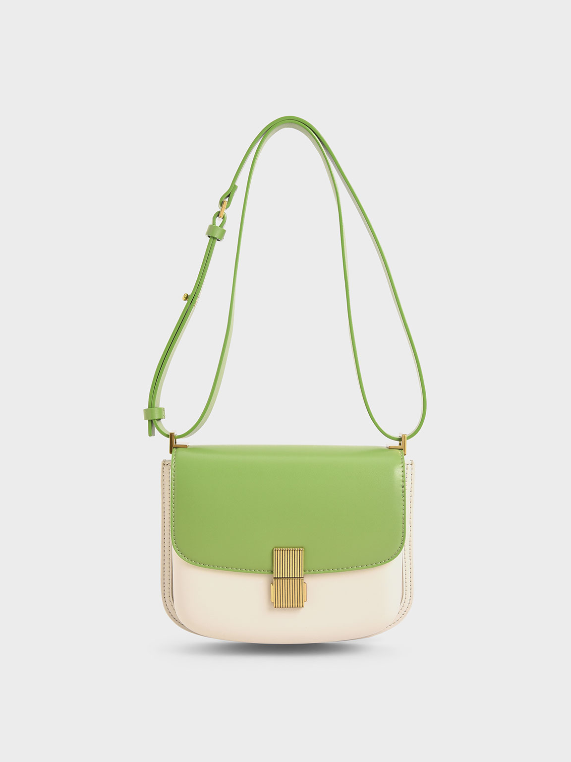 

Metallic Push-Lock Shoulder Bag, Green