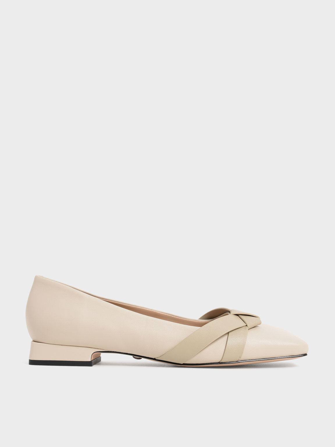 

Leather Bow-Tie Ballerinas, Chalk