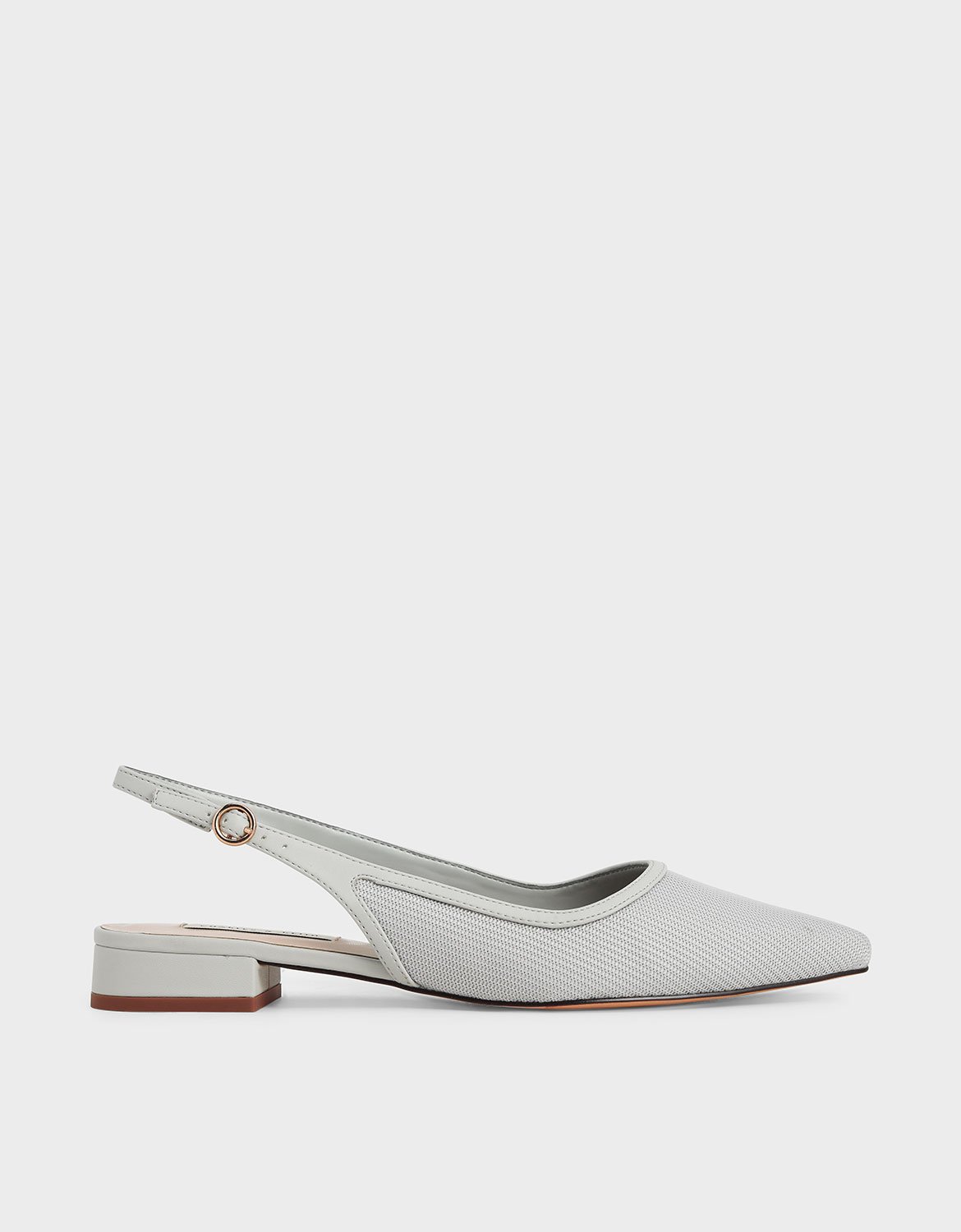 

Mesh & Satin Slingback Flats, Light grey