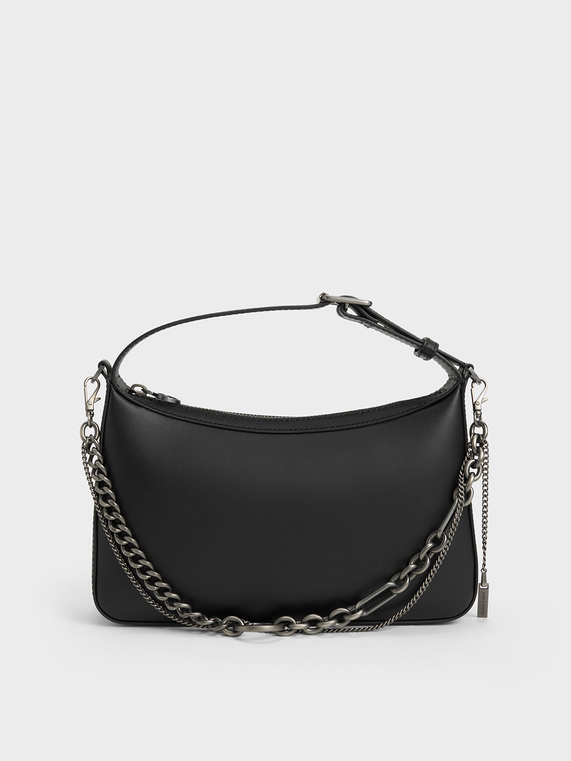 Black Jules Leather Chain-Embellished Bag - CHARLES & KEITH UK