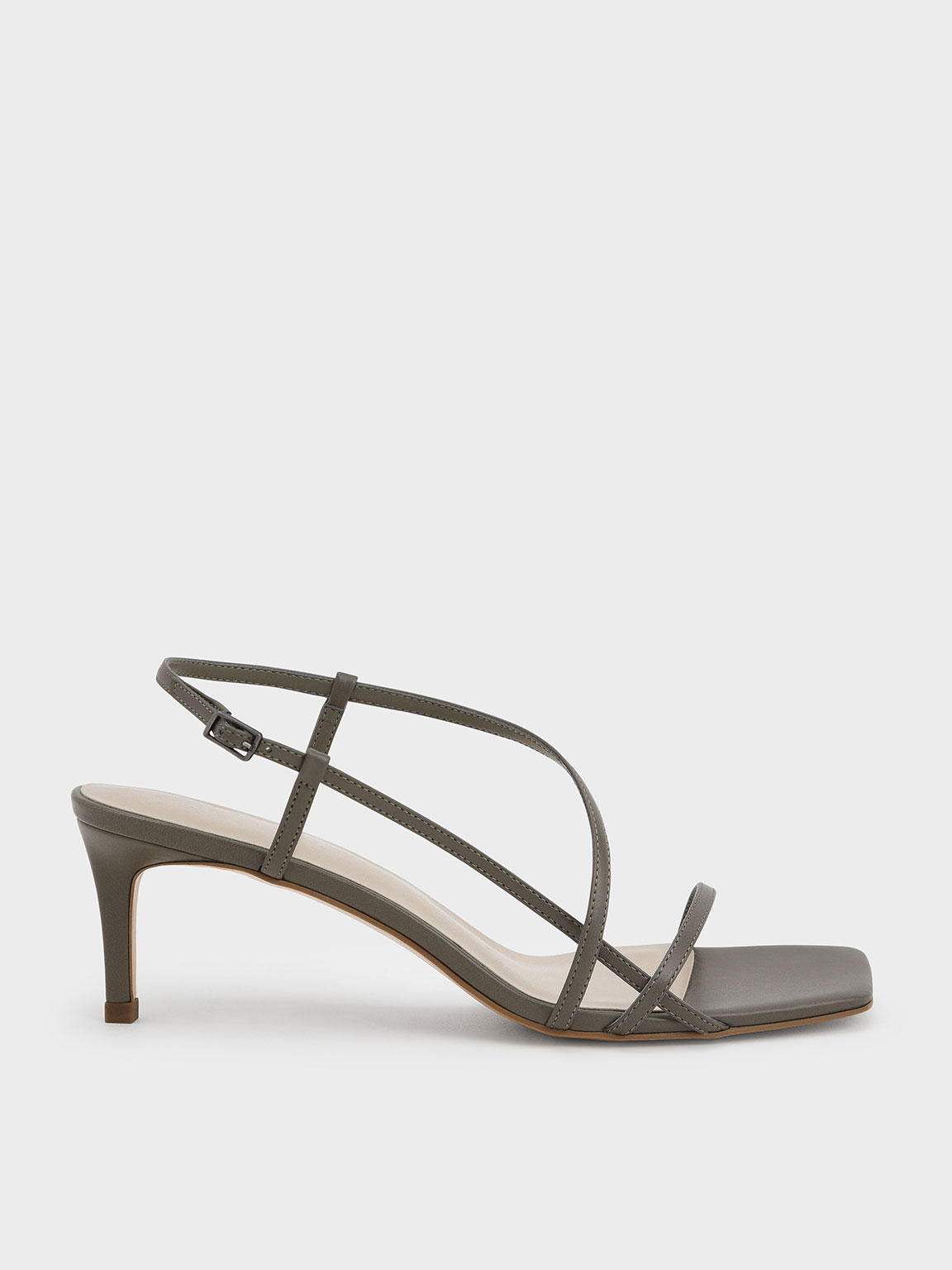 

Asymmetric Strap Heeled Sandals