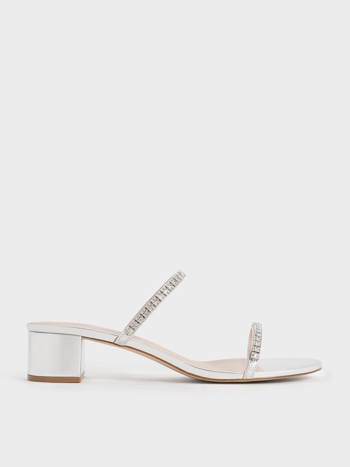 Charles & Keith - Ambrosia Metallic Gem-Embellished Mules