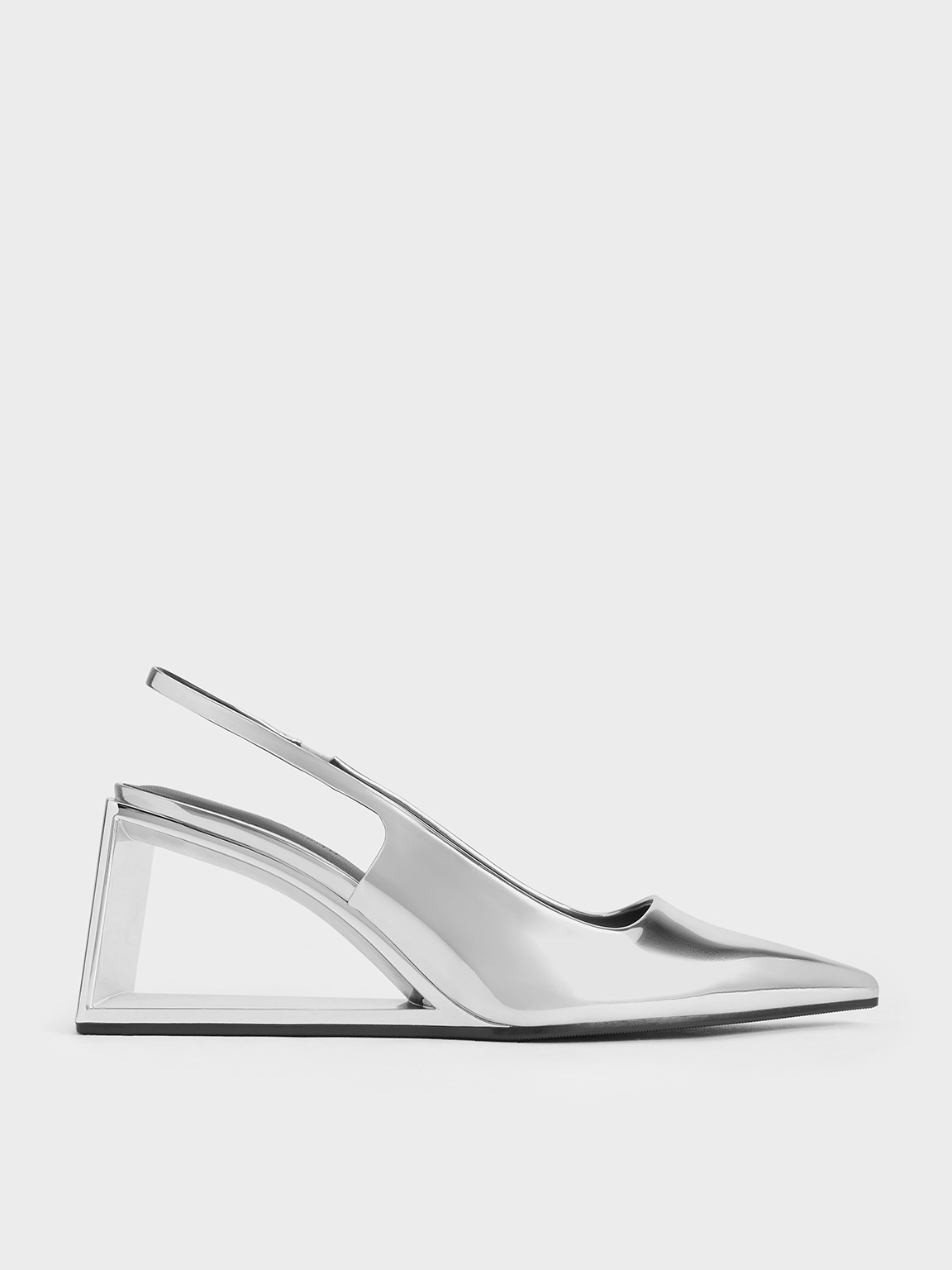 Charles & Keith - Xeli Metallic Triangle-Heel Slingback Pumps