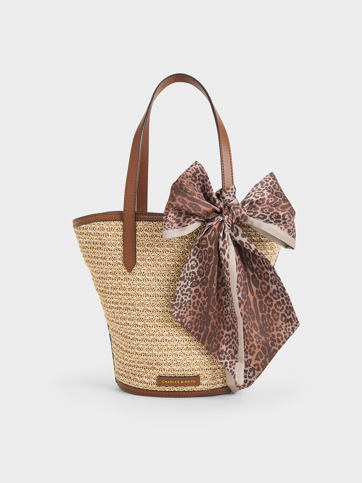 Charles & Keith - Sianna Raffia Scarf-Print Tote Bag