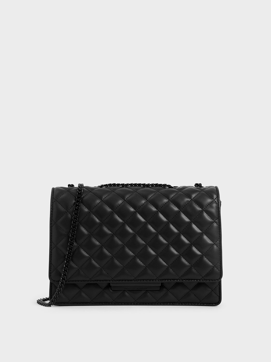 

Quilted Chain Strap Shoulder Bag, Ultra-matte black