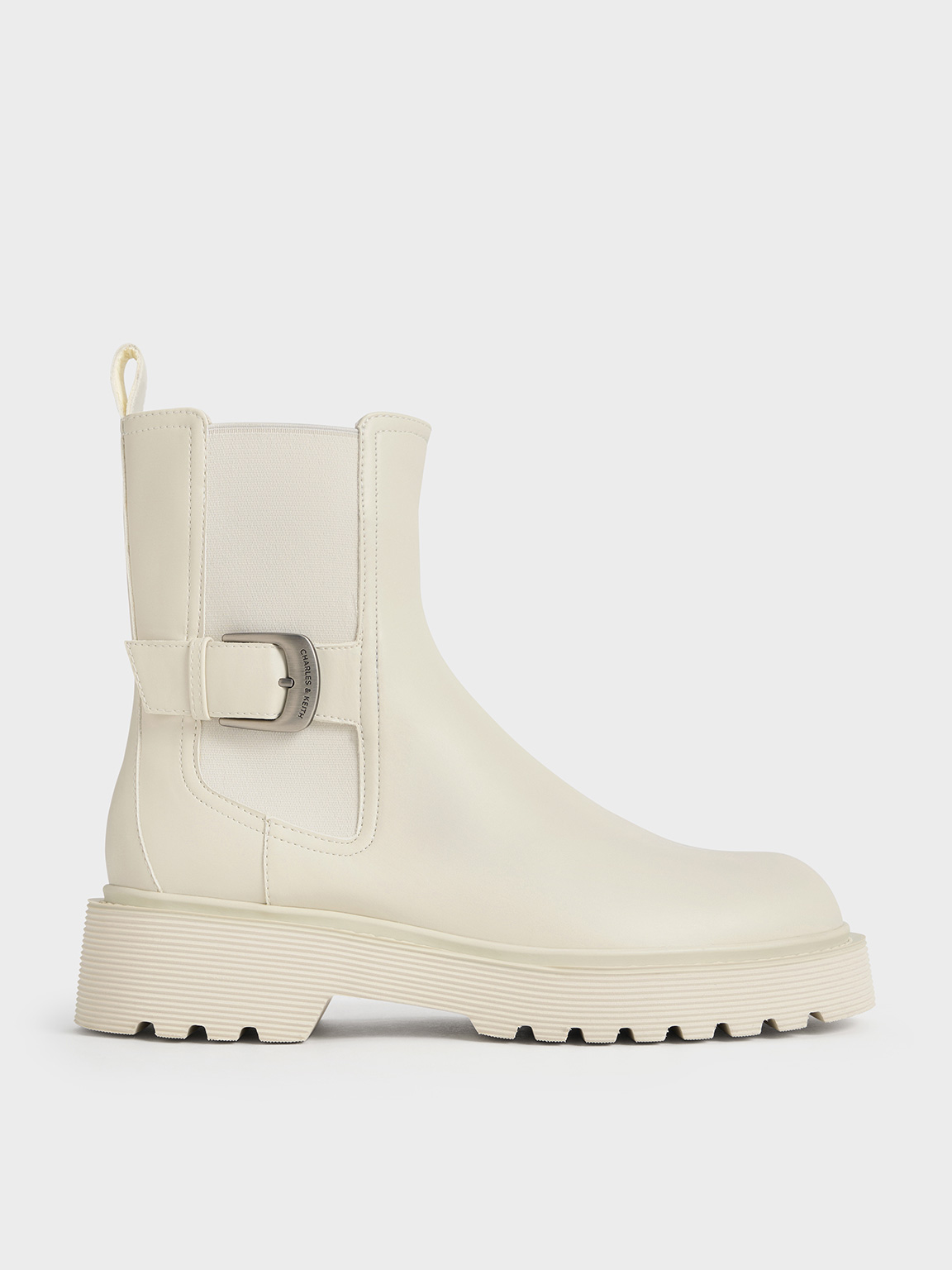 Charles & Keith - Side-Buckle Ridged-Sole Chelsea Boots