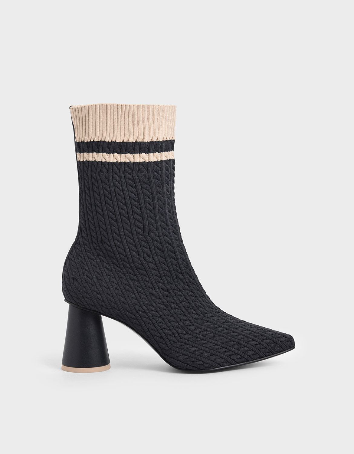 

Knitted Sculptural Heel Sock Boots, Dark blue