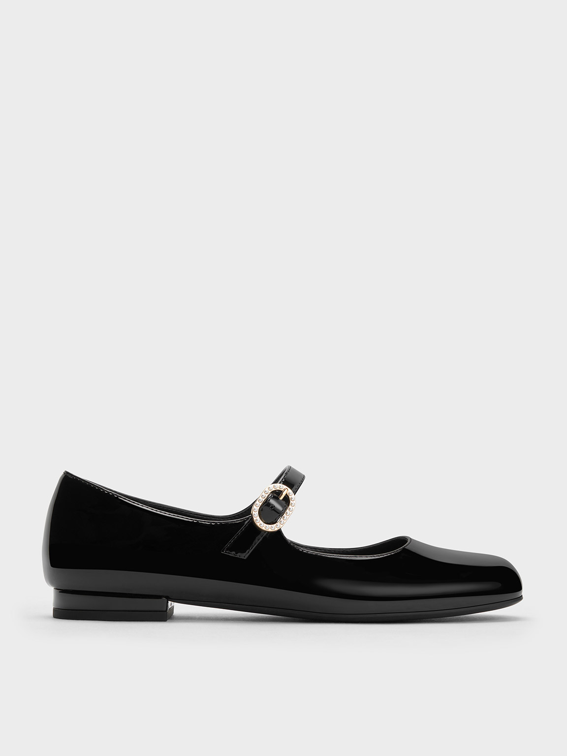 Charles & Keith - Patent Pearl-Buckle Mary Janes