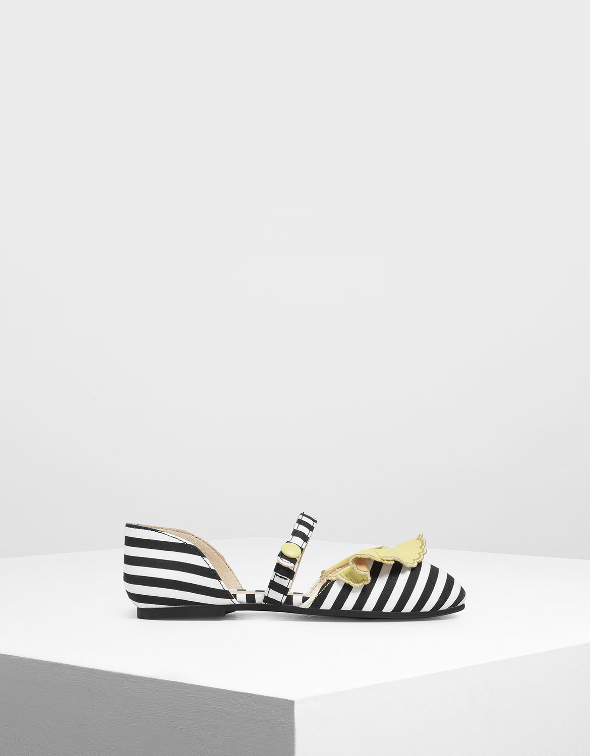 

Girls' Black And White Stripe Mary Janes