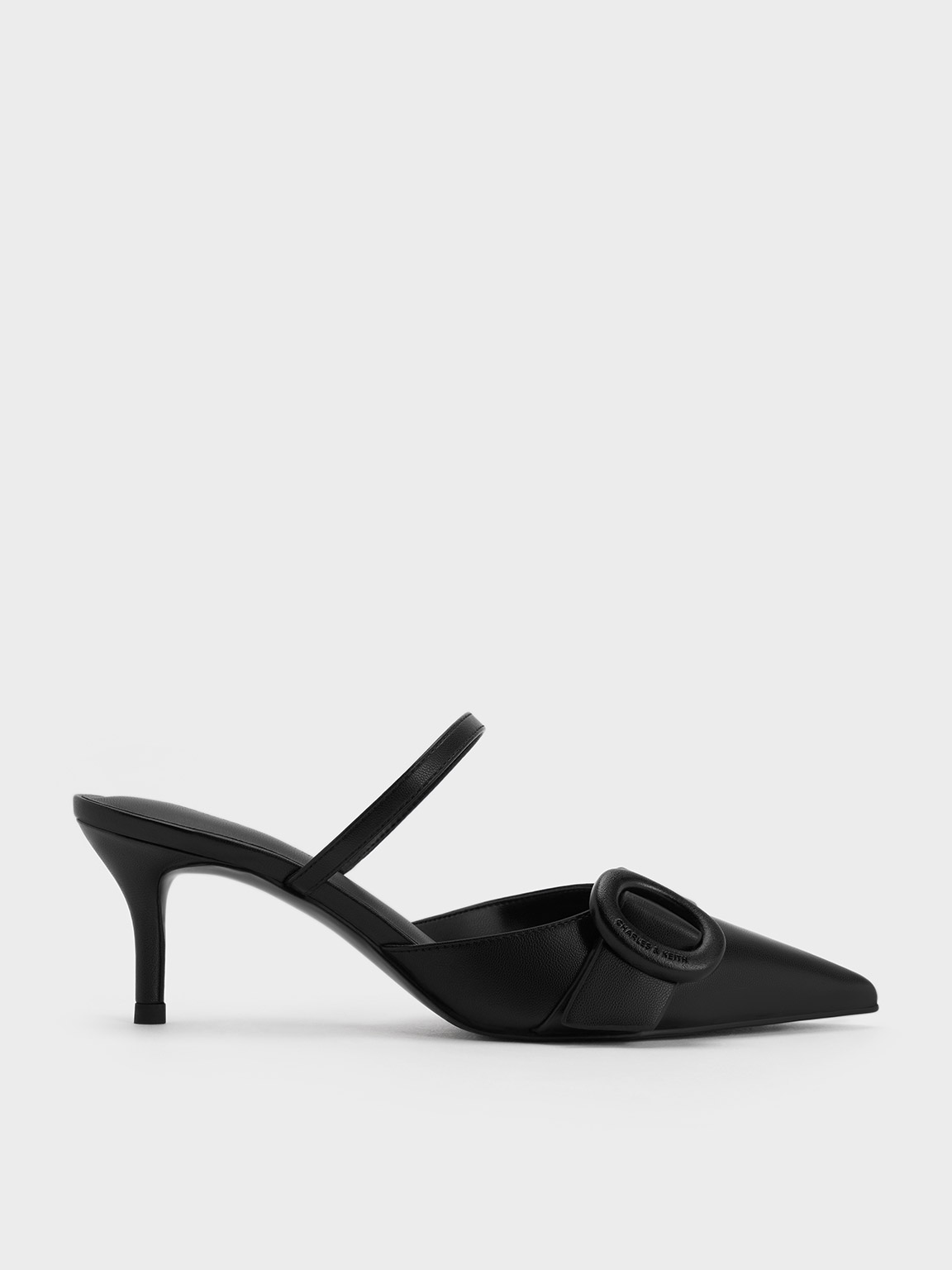 Charles & Keith - Oval-Buckle Pointed-Toe Mules