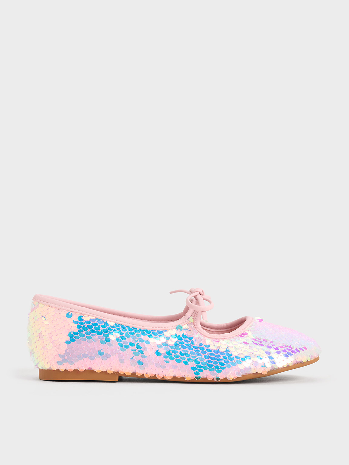 Charles & Keith - Girls' Sequin Two-Tone Bow Ballet Flats