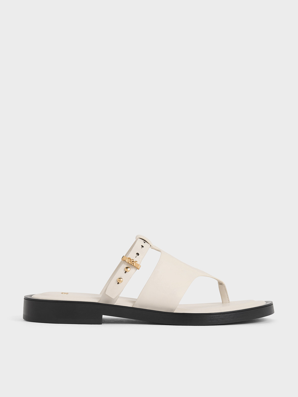 Charles & Keith - Leather Asymmetric Thong Sandals