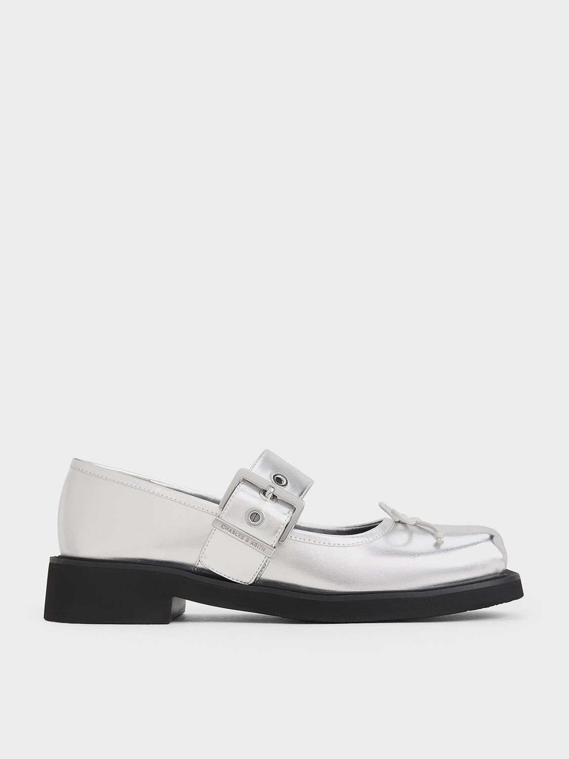 Charles & Keith - Metallic Bow Buckled Mary Janes