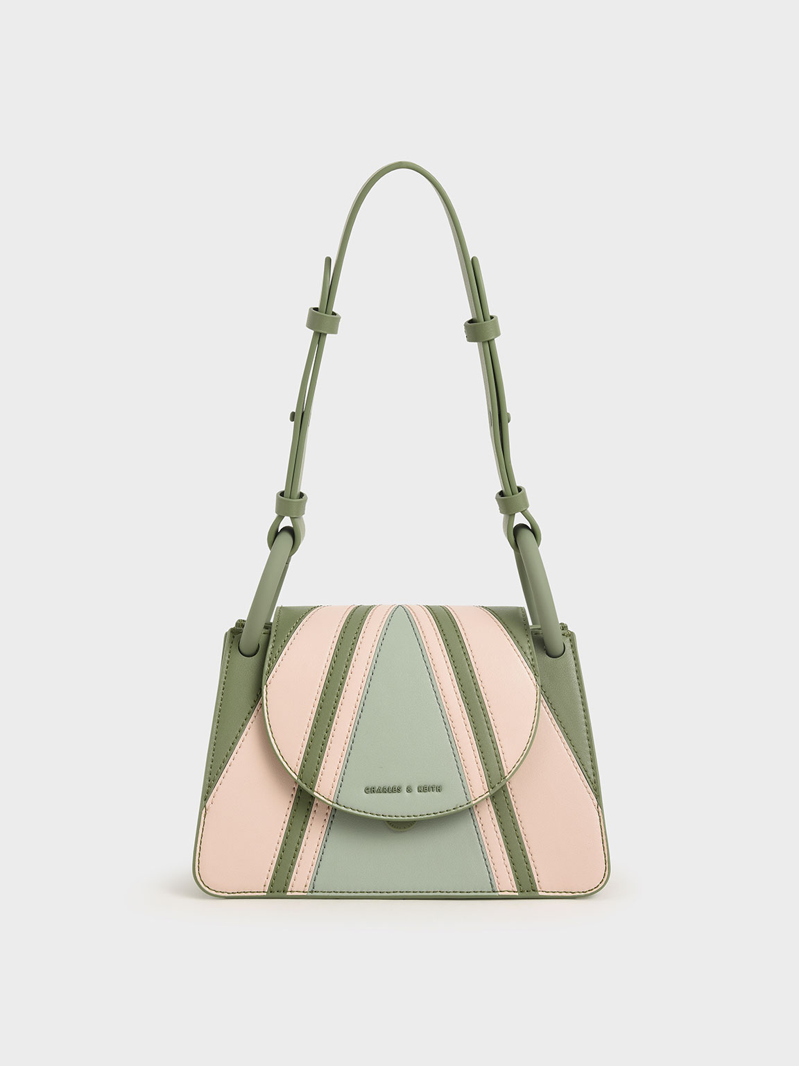 

Printed Circular Flap Trapeze Bag, Mint green