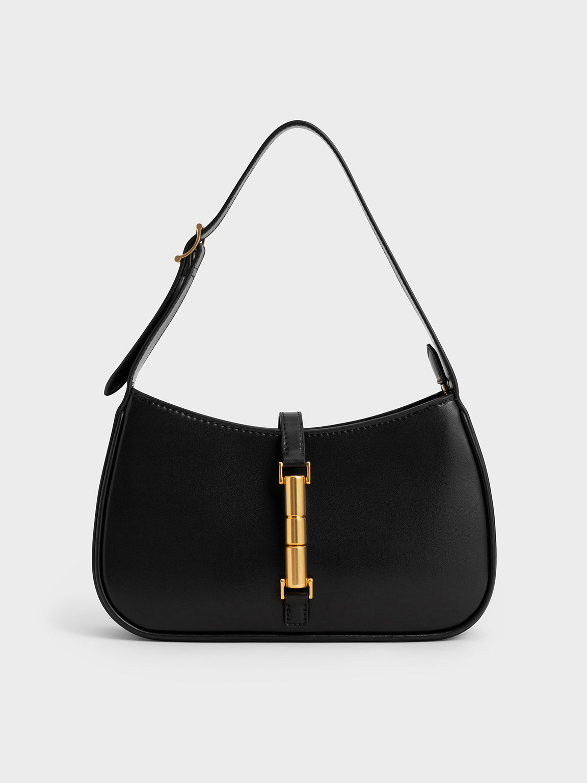 Black Cesia Metallic Accent Shoulder Bag CHARLES & KEITH UK