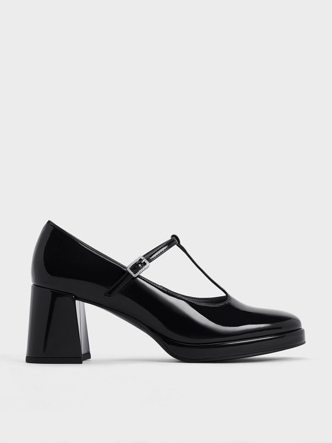 Charles & Keith - Crystal-Buckle T-Bar Mary Jane Pumps