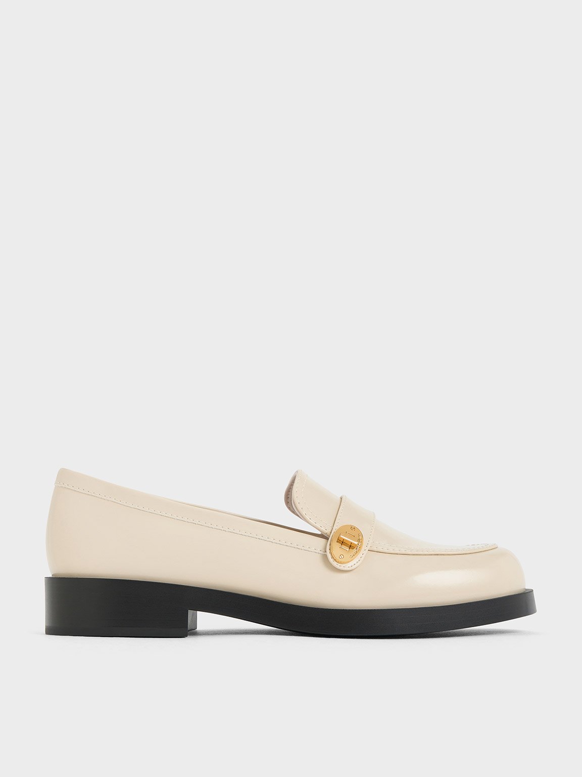 Charles & Keith - Metallic-Buckle Strap Loafers