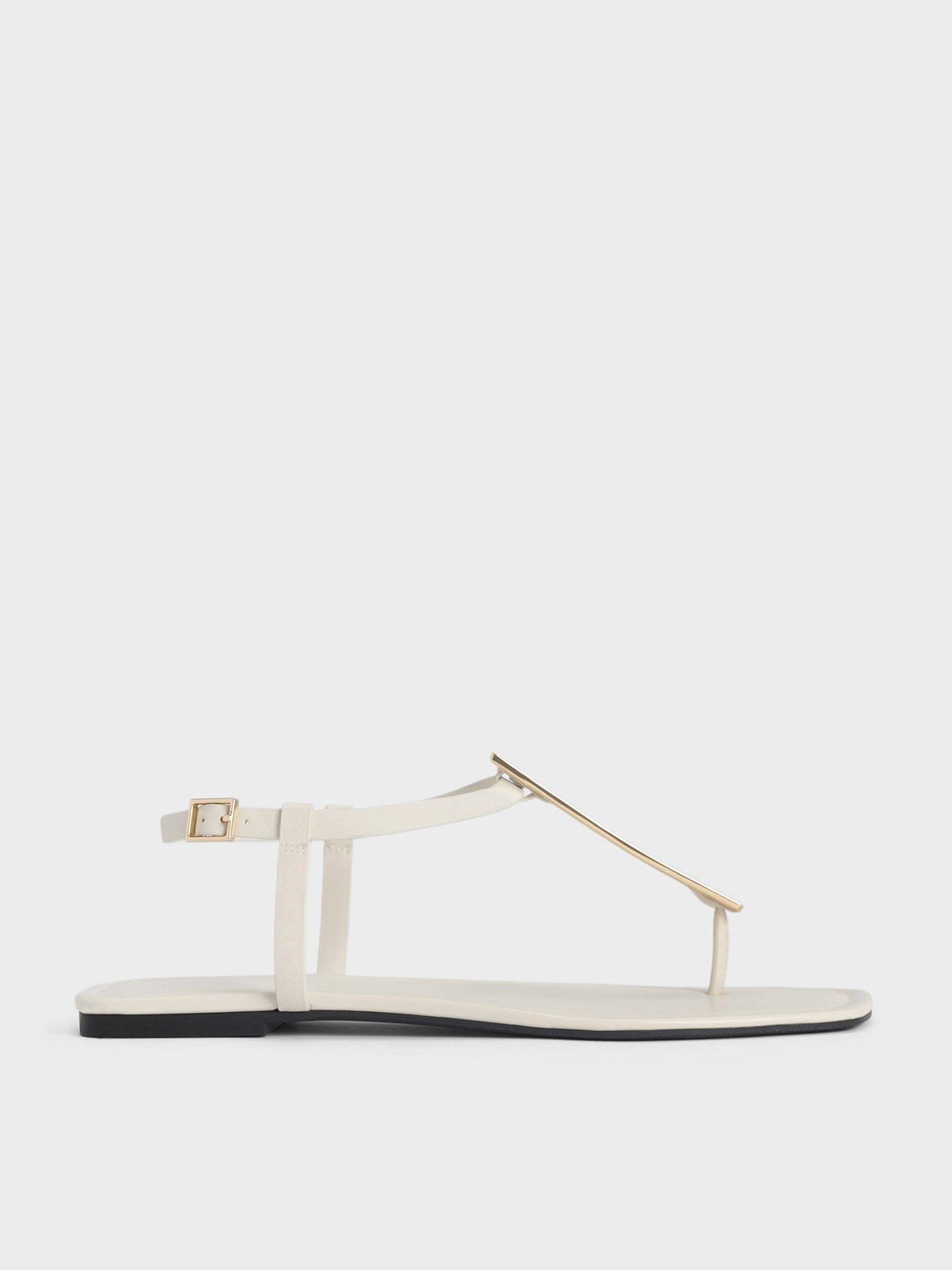 Charles & Keith - Metallic Accent T-Bar Thong Sandals