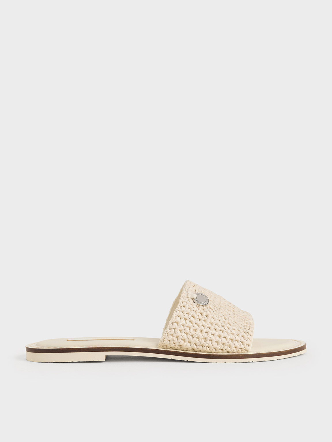 Charles & Keith - Raffia Woven Slide Sandals