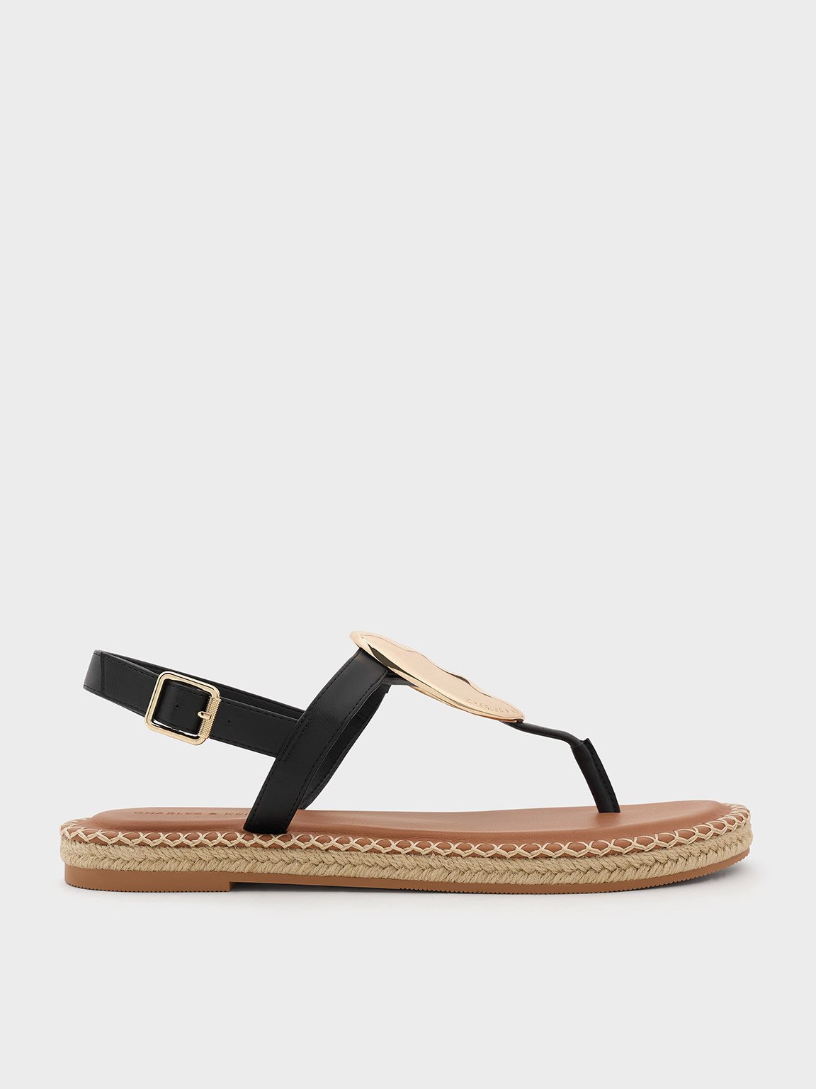 Charles & Keith - Metallic Oval Espadrille Sandals