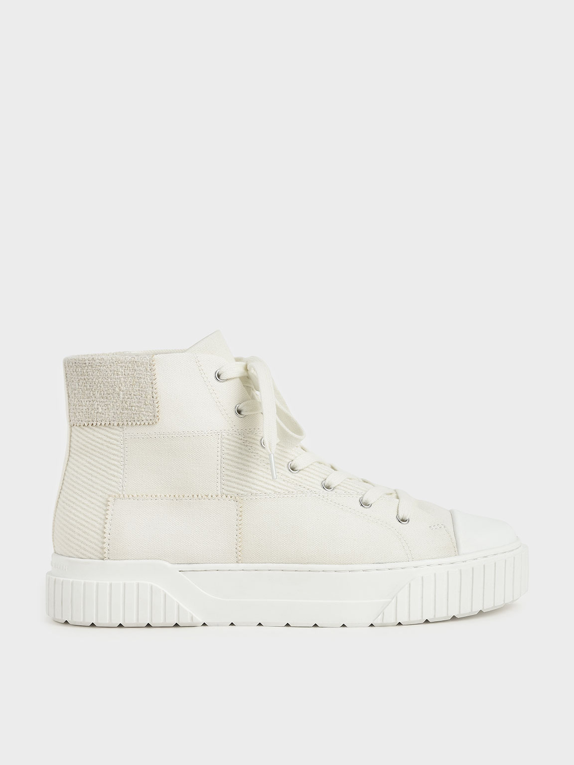 

Woven Fabric High Top Sneakers, Chalk