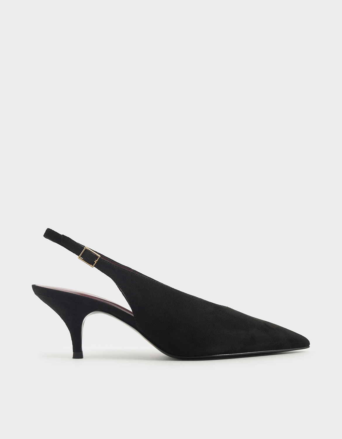 

Textured Pointed Toe Slingback Court Shoes, Black textured