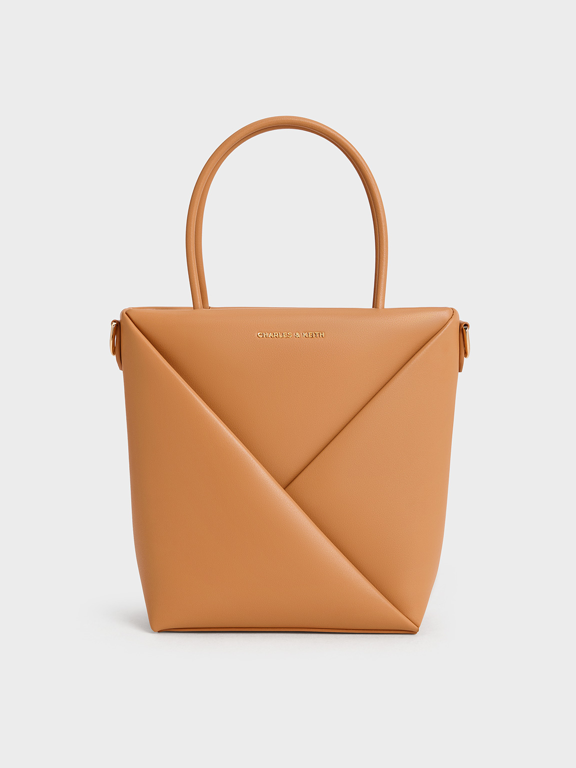 Charles & Keith - Midori Geometric Elongated Tote Bag In Brown