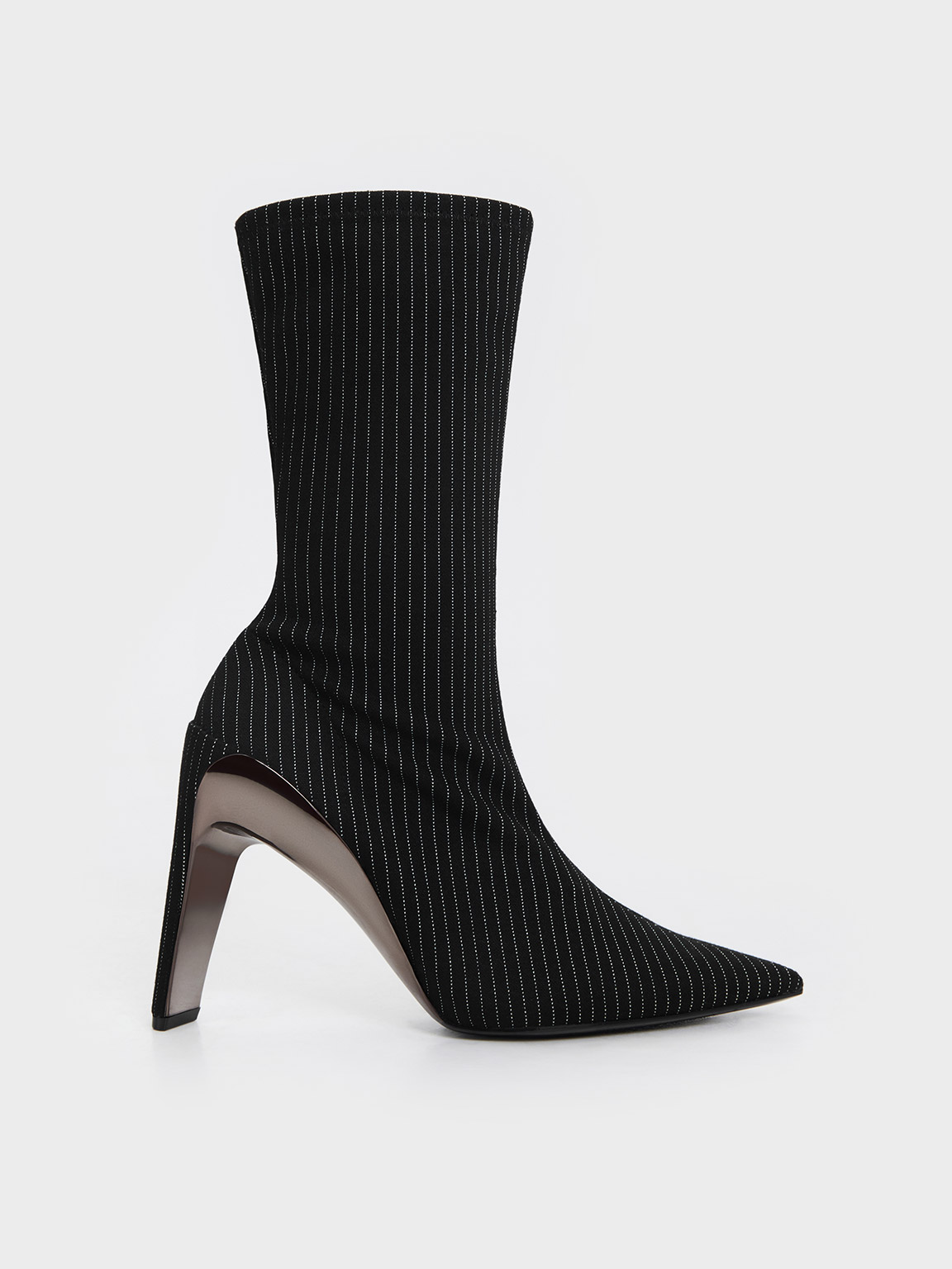 Charles & Keith - Devon Metallic Striped Blade-Heel Ankle Boots