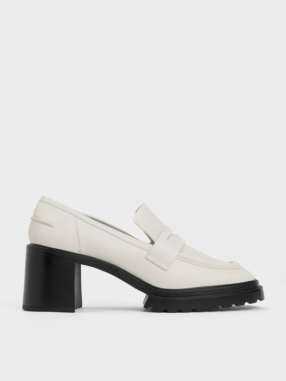 Charles & Keith Penny Loafer Pumps In Chalk | ModeSens