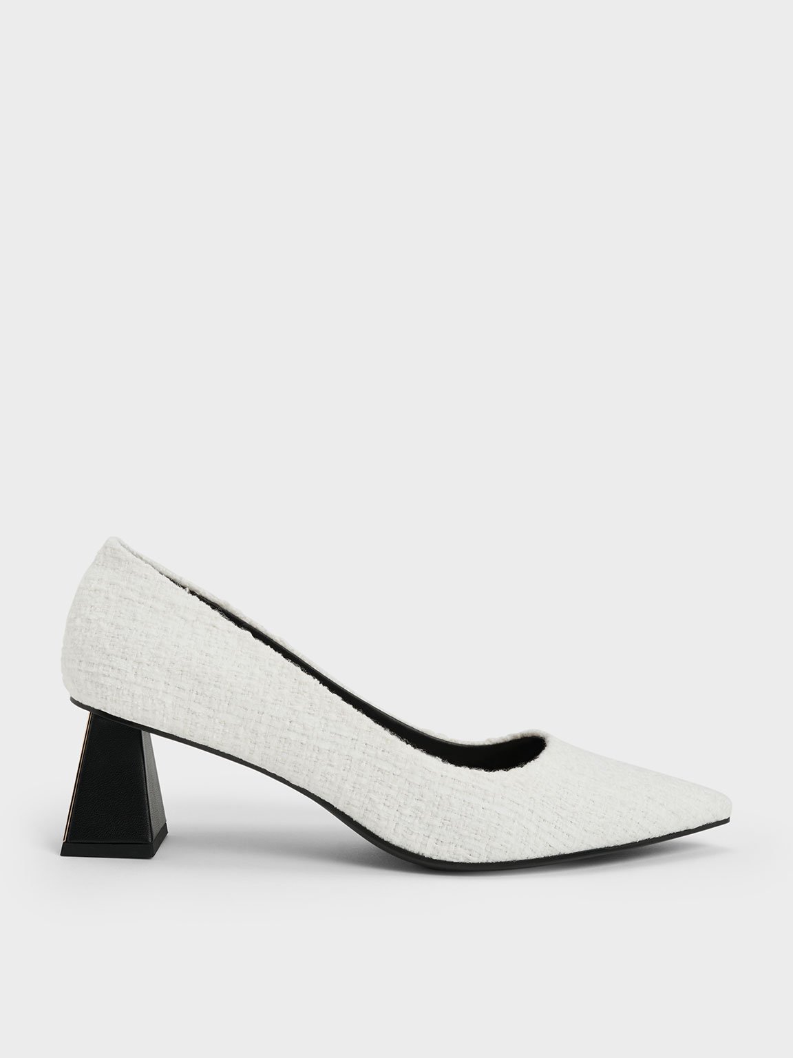 Charles & Keith - Tweed Trapeze Kitten Heel Pumps