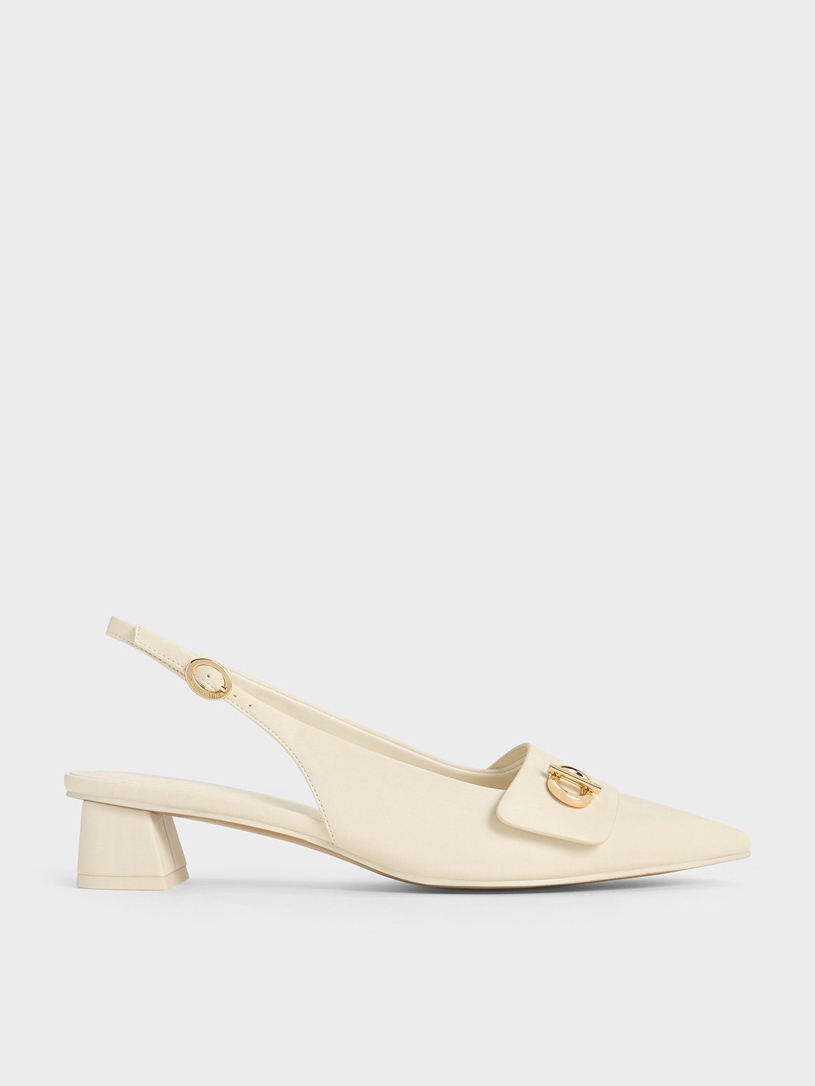 Charles & Keith - Metallic-Accent Pointed-Toe Slingback Pumps