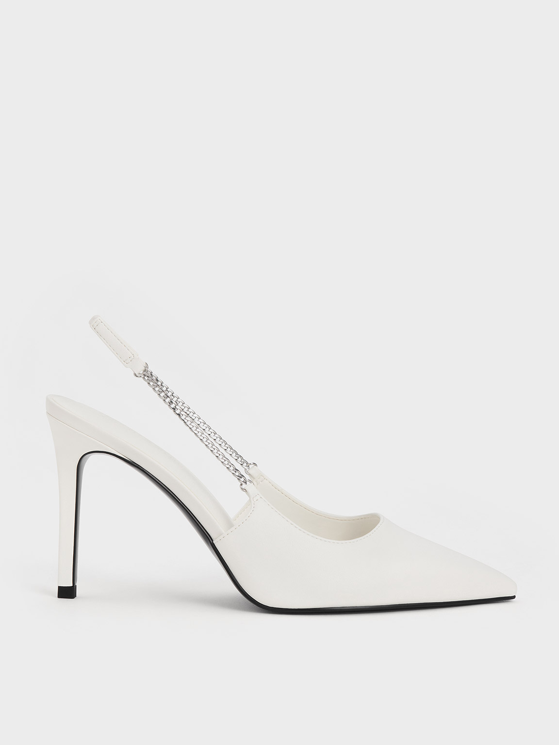 Charles & Keith - Chain-Link Pointed-Toe Slingback Pumps