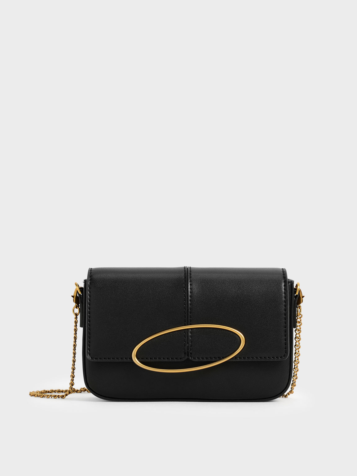 

Metallic Ring Shoulder Bag, Black