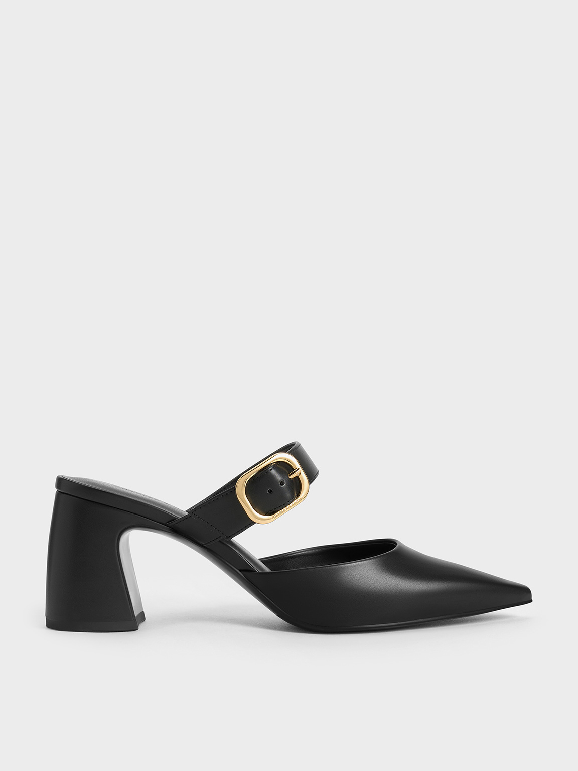 Charles & Keith - Pointed-Toe Mary Jane Heeled Mules