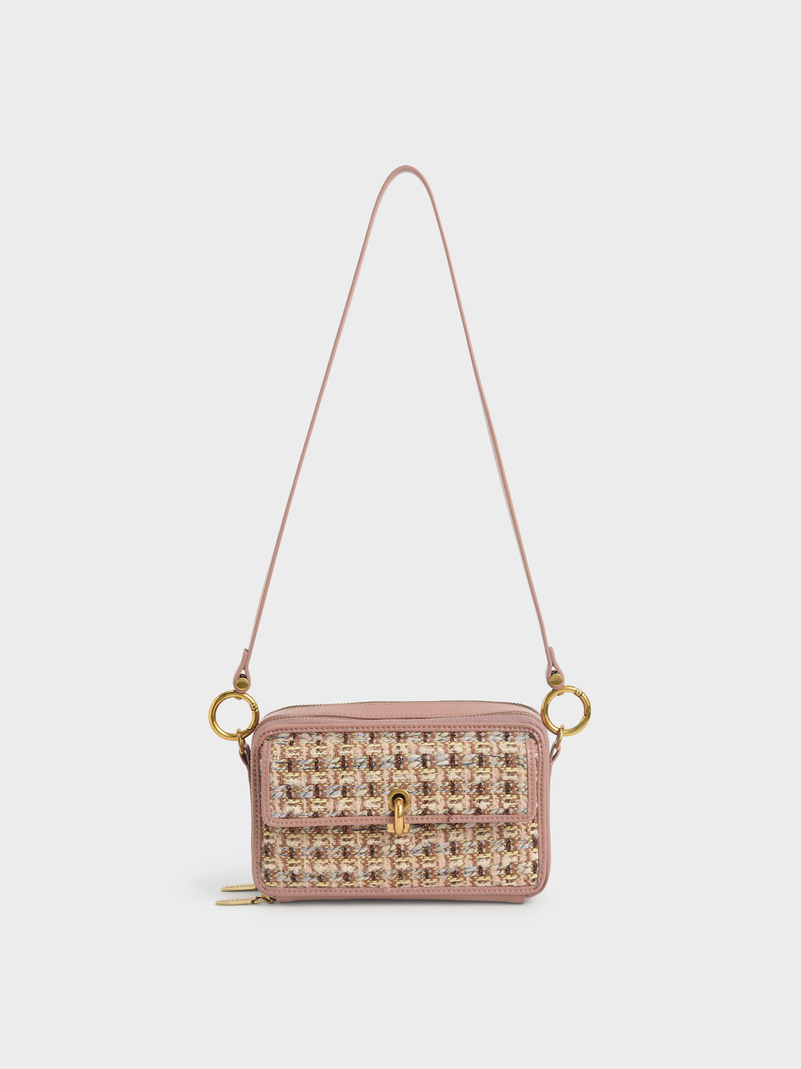 

Tweed Boxy Crossbody Bag, Blush