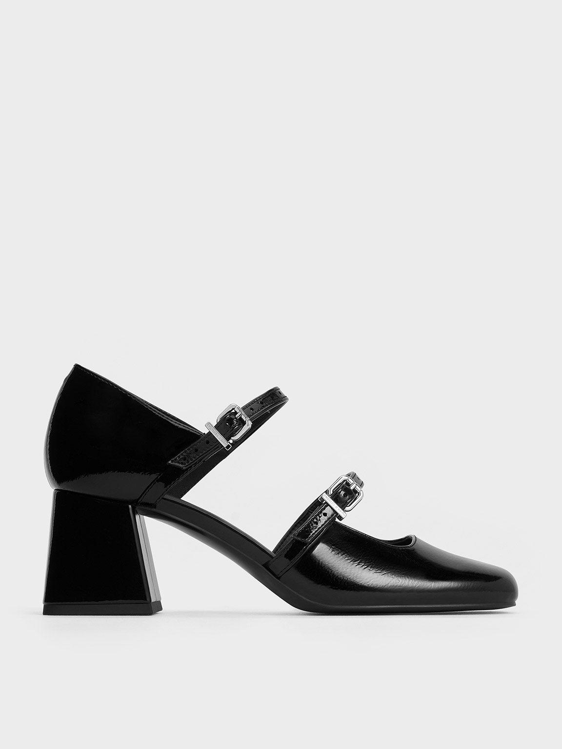 Charles & Keith - Patent Double-Strap D'Orsay Pumps