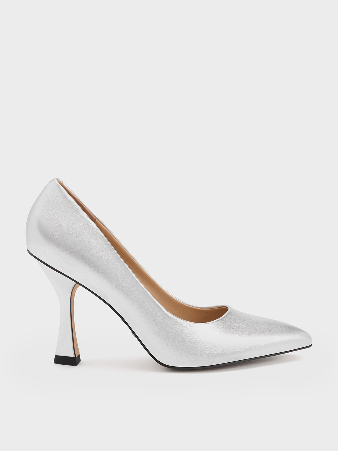 Charles & Keith - Metallic Leather Flared Heel Pumps