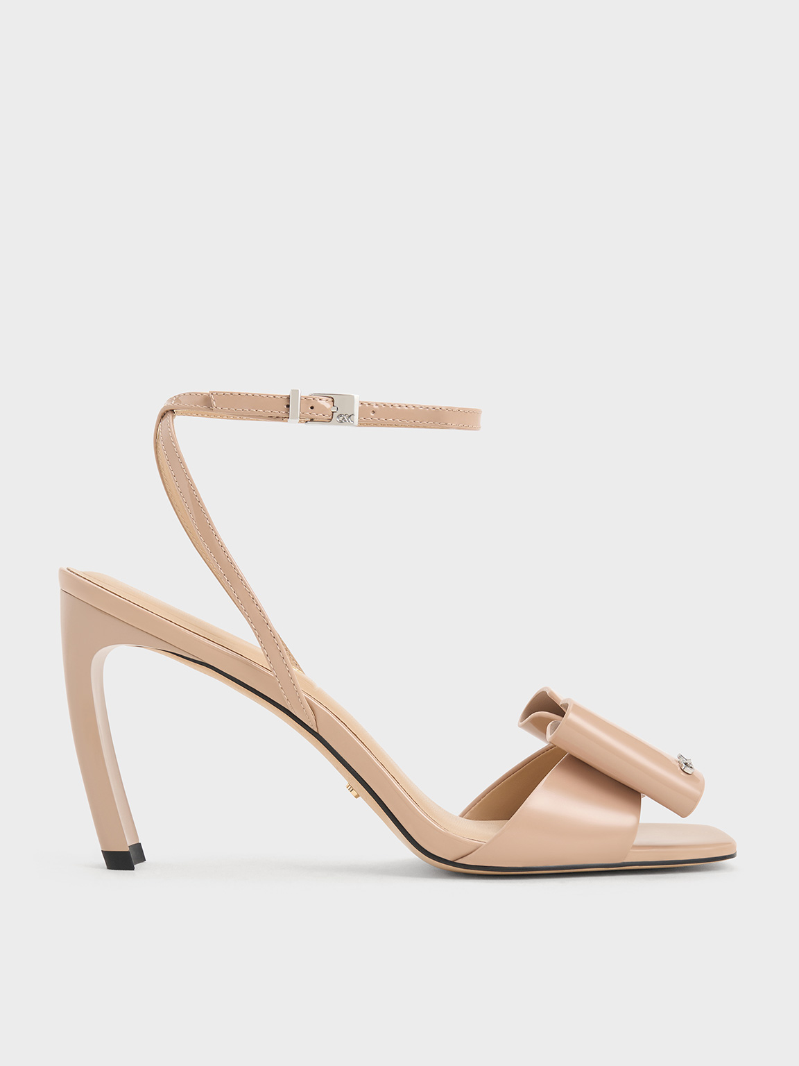 Charles & Keith - Lu Patent Leather Bow Blade-Heel Sandals